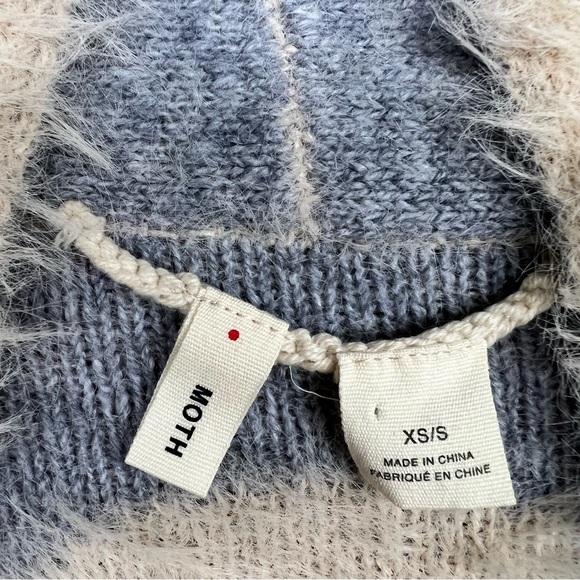 Anthropologie Moth Eyelash Polka Dot Long Cardigan Sweater XS/S Women’s Fuzzy - Picture 7 of 10